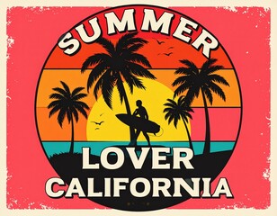 Summer Lover California Vintage T-Shirt Design