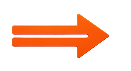 Isolated orange arrow, direction and navigation sign pointing right, digital graphic, graphic element