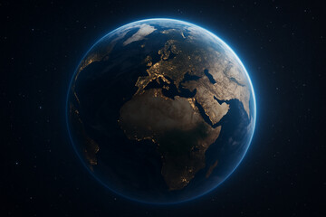 Obraz premium Earth from Space with Glowing City Lights