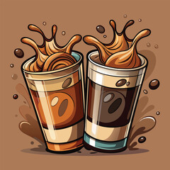 coffee cup. coffee. Hand-drawn steaming coffee cup illustration with detailed line art. Vector retro hand drawn illustration. Vector icon cup of coffee. coffee cup logo template. coffee concept. 