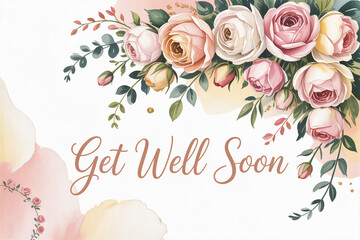 Sending heartfelt wishes for a speedy recovery with delicate floral accents and warm 'Get Well Soon' sentiment