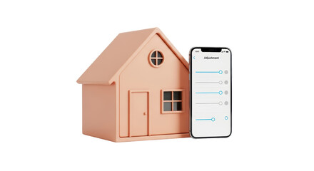 Isolated Smart house control with mobile app concept, smart home technology concept, home automation