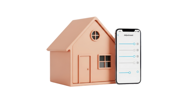 Isolated Smart house control with mobile app concept, smart home technology concept, home automation