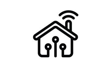Smart home technology icon with wireless signal