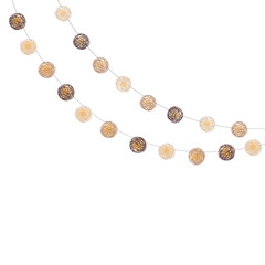 Lights thread ball garland corner frame for Birthday or Christmas decoration. Festive lighting string in Scandinavian style, isolated vector illustration.