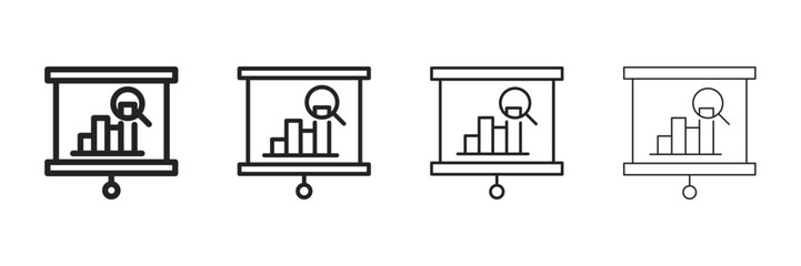 Presentation  Icon Set With Multiple Line Styles Vector Illustration 