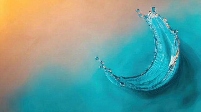 Water droplet creates splash with vibrant colors in tranquil setting
