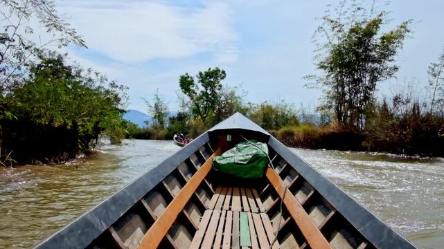 The fast canoe trip on Inle Lake, Myanmar