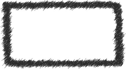 Rough sketched rectangle frame with a textured border on transparent background