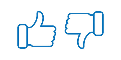 Obraz premium Thumbs up and thumbs down icon isolated on white background like and dislike symbol
