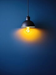 Black ceiling lamp glowing softly for teaching minimalist aesthetics and emotional lighting
