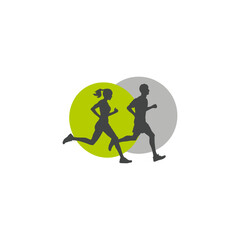 vector of women and men run