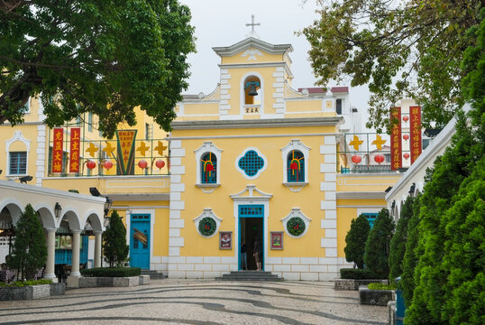 Baroque Chapel of St.Francis Xavier in Coloane Village, Macau, Special Administrative Region, China, Asia