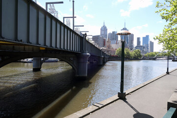 Melbourne street light on the Yarra River - Australia