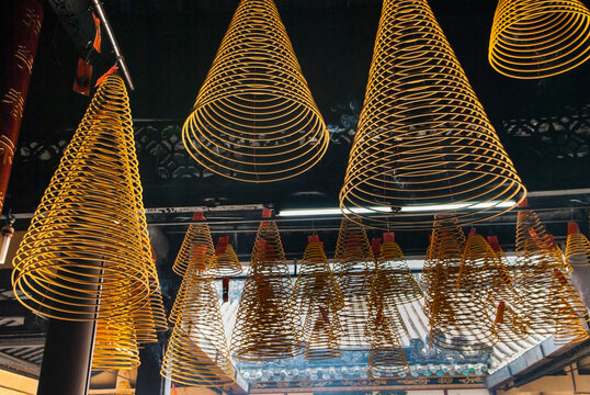 Spiral incense, Kun Iam buddhist Temple, goddess of Mercy, Macau, Special Administrative Region, China, Asia