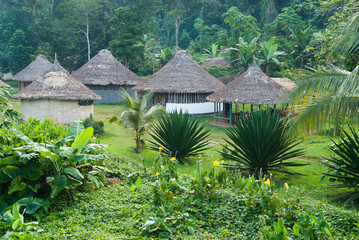 Camp managed by american indian natives Yekuana on Playon site, sand beach of the Caura river, downstream from Para falls, Venezuela