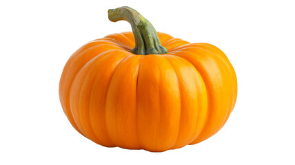 Obraz premium Bright Orange Pumpkin with a Green Stem on a Transparent Background, Isolated PNG