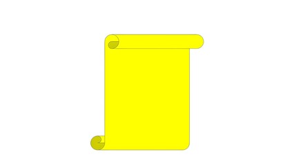Yellow Scroll or Rolled Paper &ndash; isolated on white background, dustbin in yelow