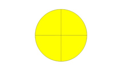 Yellow Circle with Dividing Lines &ndash; isolated on white background