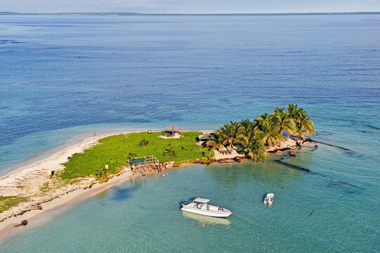 Aerial view of Caret Islet, Grand Cul-de-sac Marin, off the coast of Sainte-Rose, Basse-Terre, Guadeloupe