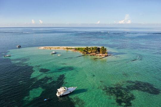 Aerial view of Caret Islet, Grand Cul-de-sac Marin, off the coast of Sainte-Rose, Basse-Terre, Guadeloupe
