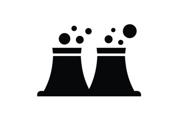Icon of two cooling towers emitting steam or smoke