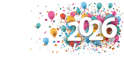 Bunte Luftballons mit Konfetti 2026