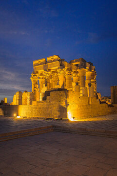 Ancient Temple of Kom Ombo at dusk, Aswan, Egypt
