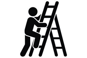 Person climbing a ladder icon symbol