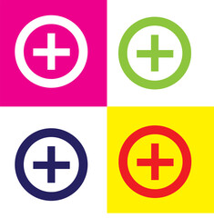 Obraz premium Plus Sign Circle Icon Collection in Multiple Colors