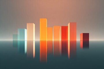 Sleek stacked bar chart with glassy reflections and subtle drop shadows
