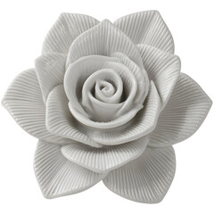 Elegant White Ceramic Rose 3D Render of Soft Petals