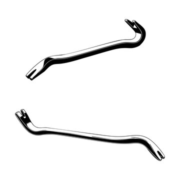 Black and white line art illustration of crowbar