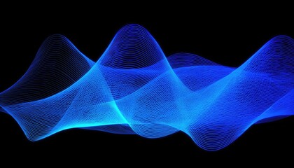 Abstract blue wave design on black background