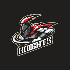 Knight mascot logo design vector. Knight illustration with sword.