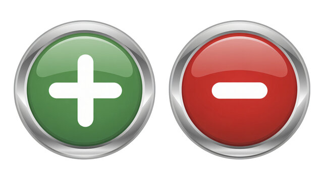Vibrant plus and minus sign icons for interface design and UI elements
