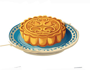Mooncake vector with symmetrical design promoting cultural awareness and artistic food culture
