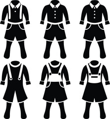 Black and White Boy's Outfits: Shorts, Shirts, Suspenders, and Overalls