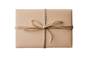 A beautifully wrapped gift package tied with twine, perfect for any occasion, offering a rustic and charming aesthetic.