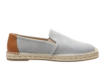 Stylish gray espadrille slipon shoe isolated on transparent background, perfect for casual wear, summer outings, and comfortable everyday style