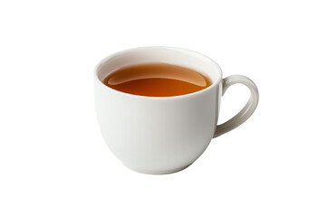 Fototapeta premium A white cup filled with steaming hot tea, isolated on a clean background.