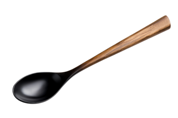 Elegant wooden spoon on a white isolate background, ideal for culinary presentations and kitchen decor.