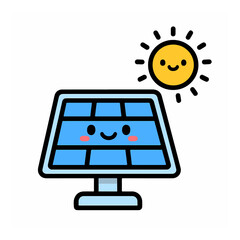 Smiling Solar Panel with Sun – Clean Energy Icon