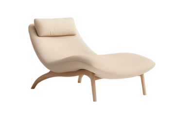 Modern minimalist chaise lounge chair on a white isolate background.