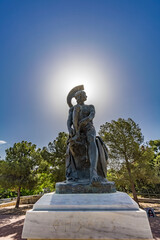 Obraz premium Marble statue of Theseus at the Ancient Agora of Athens, Greece.