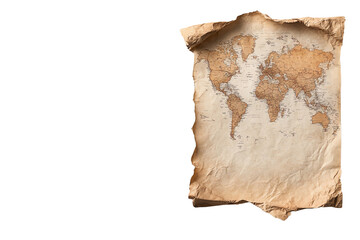 Fototapeta premium Old world map on textured paper with marked borders and countries for a vintage exploration theme.