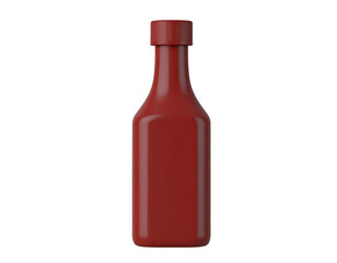 Blank Red Bottle for Condiments and Sauces with Cap Isolated on Black Background