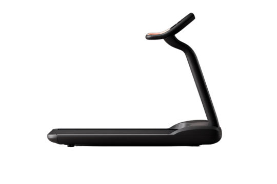 Sleek modern treadmill design on white isolated background, perfect for fitness enthusiasts and home gym setups.