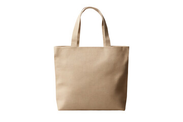 Stylish beige tote bag with sturdy handles, perfect for shopping or daily use, isolated on a white background.