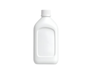 White Plastic Bottle with Cap Isolated on Black Background, Blank Label Area for Product Mockup